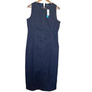 Nobody's Child Denim Midi Dress Size 8 Dark‎ Wash Organic Cotton Blend NWT
